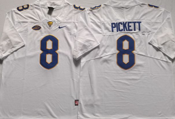 Men Pittsburgh Panthers 8 Pickett White Nike 2025 NCAA Jersey